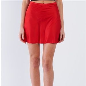 red silk skirt😍❤️